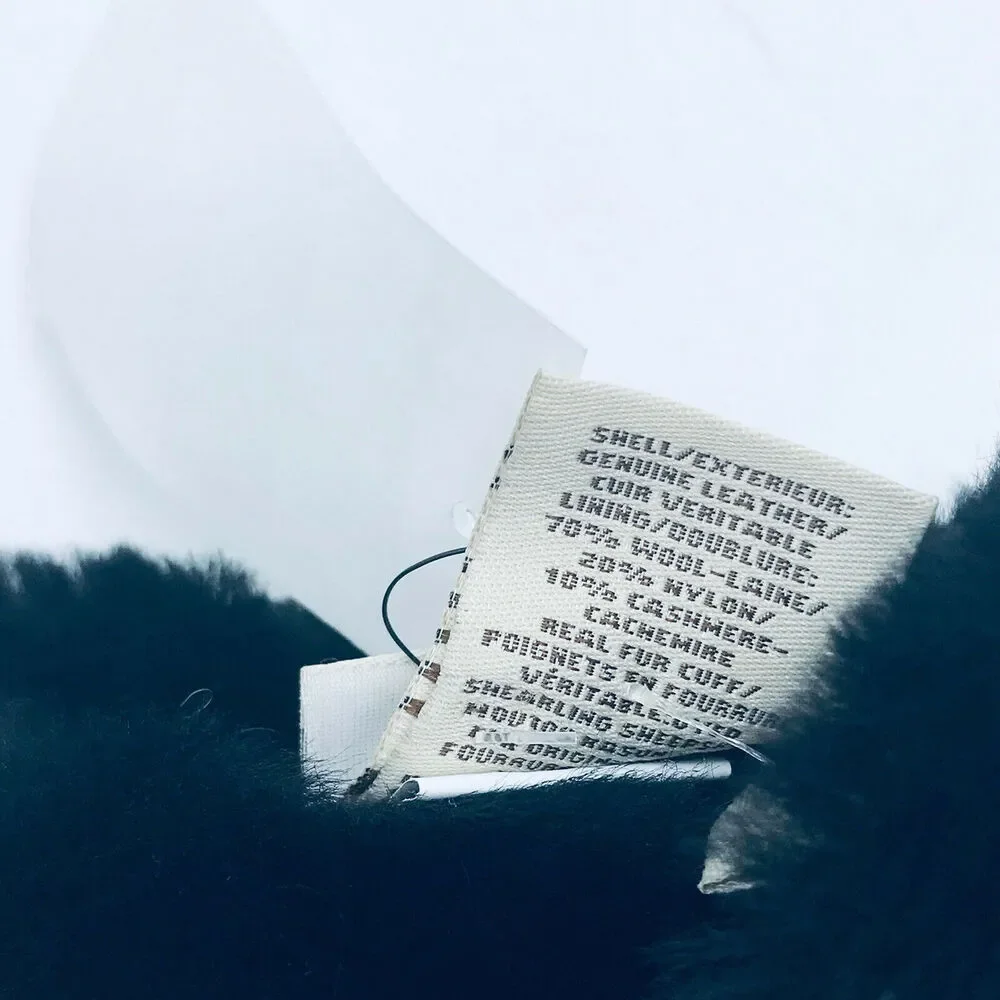 Ugg Women's Medium Fashion Shorty Gloves Leather Fur Trim Black NWT $110